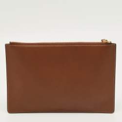 Pre Owned Gucci Beige/Brown GG Supreme Canvas and Leather Embroidered Patches Pouch