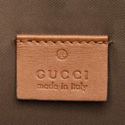 Pre Owned Gucci Beige/Brown GG Supreme Canvas and Leather Embroidered Patches Pouch
