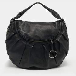 Pre Owned Gucci Black Leather Medium Icon Bit Hobo