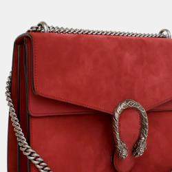 Pre Owned Gucci Red Medium Suede Dionysus Shoulder Bag