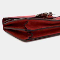 Pre Owned Gucci Red Medium Suede Dionysus Shoulder Bag