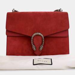 Pre Owned Gucci Red Medium Suede Dionysus Shoulder Bag