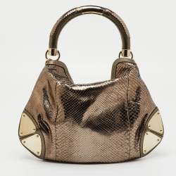 Pre Owned Gucci Metallic Python Medium Babouska Indy Hobo