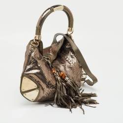 Pre Owned Gucci Metallic Python Medium Babouska Indy Hobo