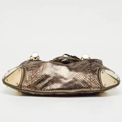 Pre Owned Gucci Metallic Python Medium Babouska Indy Hobo