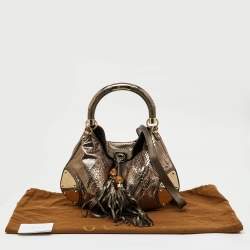Pre Owned Gucci Metallic Python Medium Babouska Indy Hobo