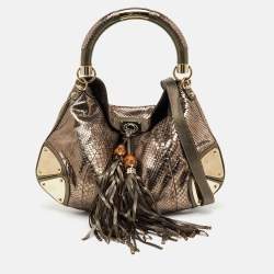 Pre Owned Gucci Metallic Python Medium Babouska Indy Hobo