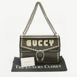 Pre Owned Gucci Black/Gold Leather Medium Guccy Dionysus Shoulder Bag