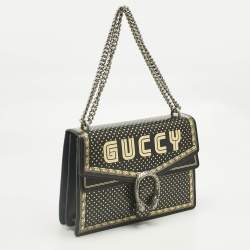 Pre Owned Gucci Black/Gold Leather Medium Guccy Dionysus Shoulder Bag