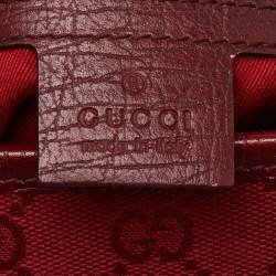 Pre Owned Gucci Red GG Canvas and Leather Bamboo Bullet Bag