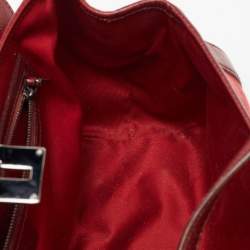 Pre Owned Gucci Red GG Canvas and Leather Bamboo Bullet Bag