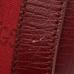 Pre Owned Gucci Red GG Canvas and Leather Bamboo Bullet Bag