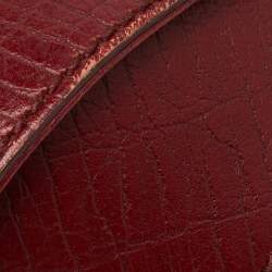 Pre Owned Gucci Red GG Canvas and Leather Bamboo Bullet Bag