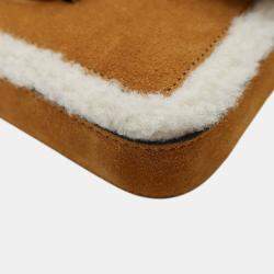 Pre Owned Gucci Brown White Mini Shearling Suede 1955 Horsebit Handbag