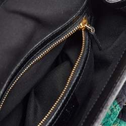 Pre Owned Gucci Multicolor Leather and Velvet Horsebit Embossed Velour Web Treasure Satchel