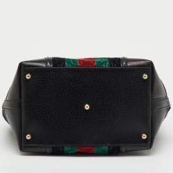 Pre Owned Gucci Multicolor Leather and Velvet Horsebit Embossed Velour Web Treasure Satchel