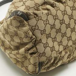 Pre Owned Gucci Brown/Beige GG Canvas and Leather Abbey D-Ring Hobo