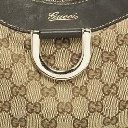 Pre Owned Gucci Brown/Beige GG Canvas and Leather Abbey D-Ring Hobo