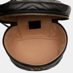 Pre Owned Gucci Black Mini GG Marmont Matelasse Leather Round Backpack