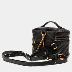 Pre Owned Gucci Black Mini GG Marmont Matelasse Leather Round Backpack