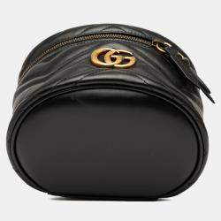 Pre Owned Gucci Black Mini GG Marmont Matelasse Leather Round Backpack