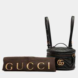 Pre Owned Gucci Black Mini GG Marmont Matelasse Leather Round Backpack