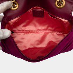 Pre Owned Gucci Purple Small GG Marmont Matelasse Velvet Shoulder Bag