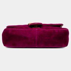 Pre Owned Gucci Purple Small GG Marmont Matelasse Velvet Shoulder Bag