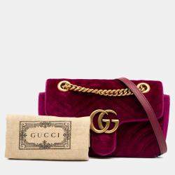 Pre Owned Gucci Purple Small GG Marmont Matelasse Velvet Shoulder Bag