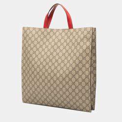 Pre Owned Gucci Beige GG Supreme Web Bosco Satchel