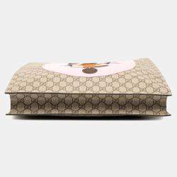 Pre Owned Gucci Beige GG Supreme Web Bosco Satchel