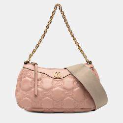 Pre Owned Gucci Pink Small GG Matelasse Leather Satchel