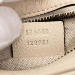 Pre Owned Gucci White Mini Grained Calfskin Logo Crossbody