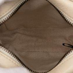 Pre Owned Gucci White Mini Grained Calfskin Logo Crossbody