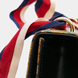 Pre Owned Gucci Gold Small Canvas Brocade Sylvie Satchel