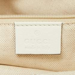 Pre Owned Gucci White Diamante Straw and Leather Medium Sukey Tote