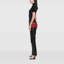 Pre Owned Gucci Red Small GG Marmont Matelasse Leather Crossbody