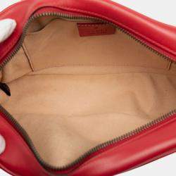 Pre Owned Gucci Red Small GG Marmont Matelasse Leather Crossbody