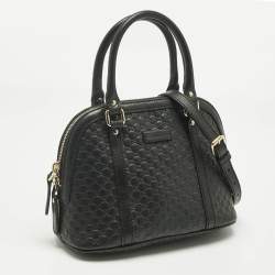 Pre Owned Gucci Black Microguccissima Leather Mini Nice Dome Bag