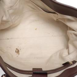 Pre Owned Gucci Red GG Canvas and Leather Medium Web Ophidia Tote