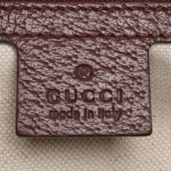 Pre Owned Gucci Red GG Canvas and Leather Medium Web Ophidia Tote