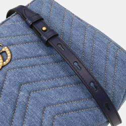 Pre Owned Gucci Blue Denim Marmont 2way Handbag