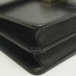 Pre Owned Gucci Black Leather Dollar Interlocking G Flap Chain Shoulder Bag