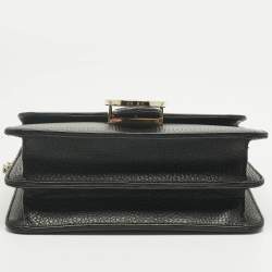 Pre Owned Gucci Black Leather Dollar Interlocking G Flap Chain Shoulder Bag