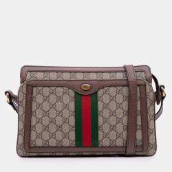 Pre Owned Gucci Brown Medium GG Supreme Ophidia Crossbody