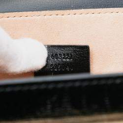 Pre Owned Gucci Black Small Leather Bamboo Padlock Satchel