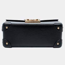 Pre Owned Gucci Black Small Leather Bamboo Padlock Satchel