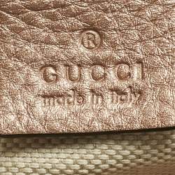 Pre Owned Gucci Rose Gold Leather Soho Working Tote