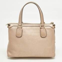 Pre Owned Gucci Rose Gold Leather Soho Working Tote