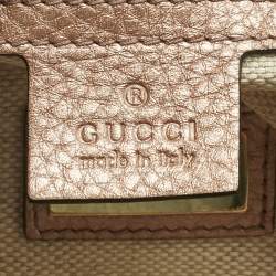 Pre Owned Gucci Rose Gold Leather Soho Working Tote